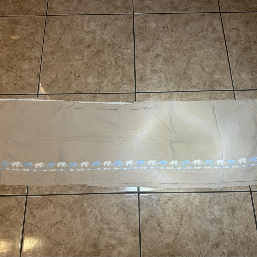 Restoration Hardware Beige Crib Skirt with Elephant Details